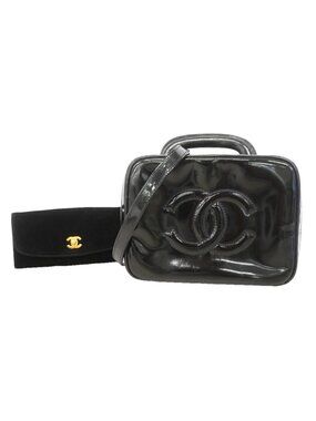 Chanel Vanity Bag Patent Leather Black Gold 2-Way Bag